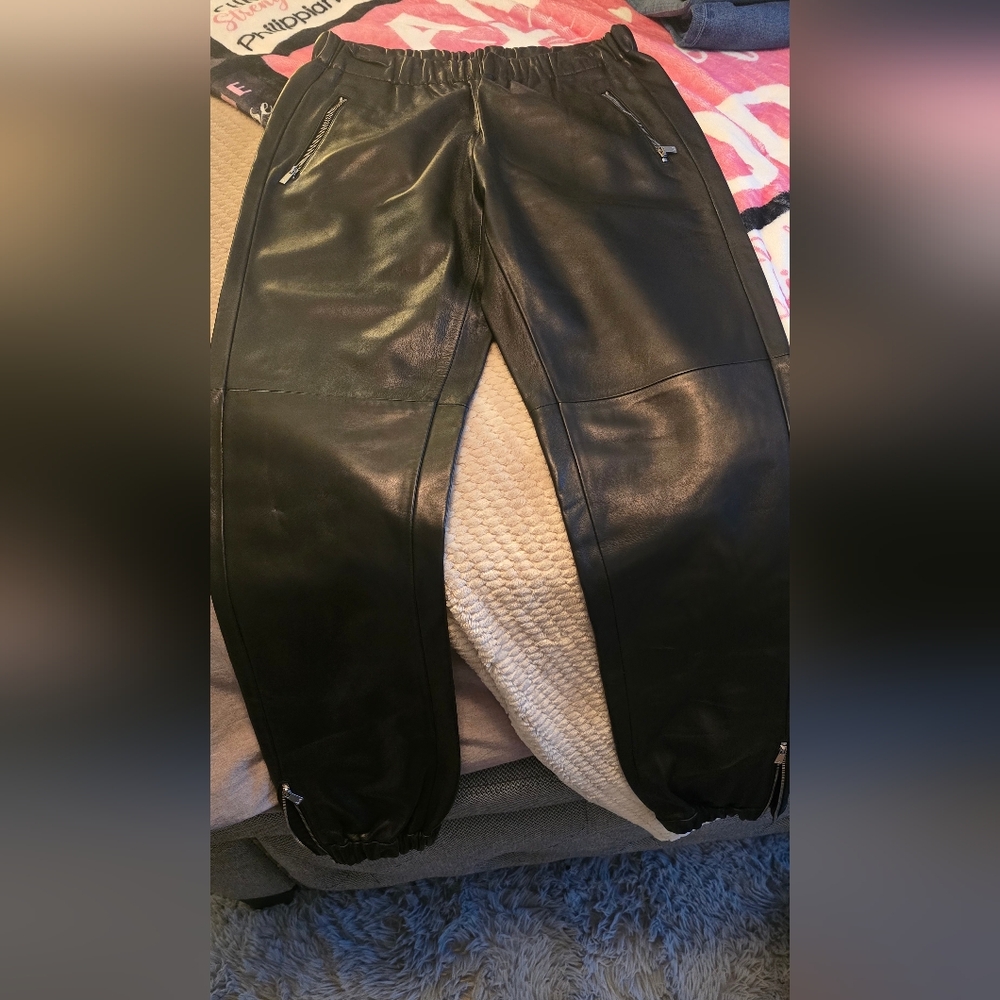 Michael Kors Collection Genuine Leather Joggers